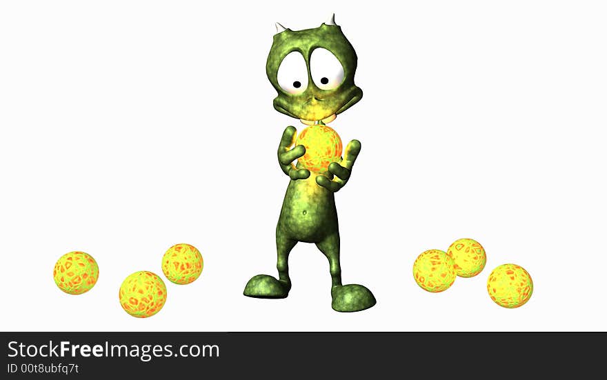 Digital render of cartoon alien