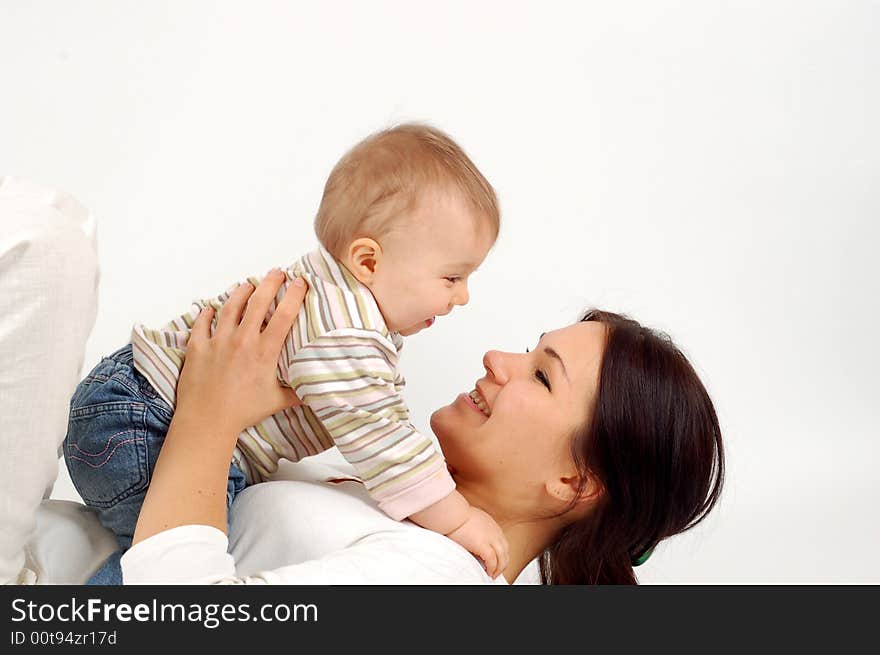 Happy mother with baby girl