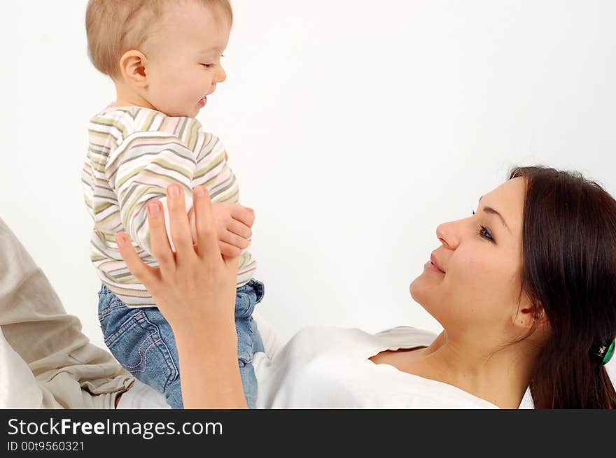 Happy mother with baby girl