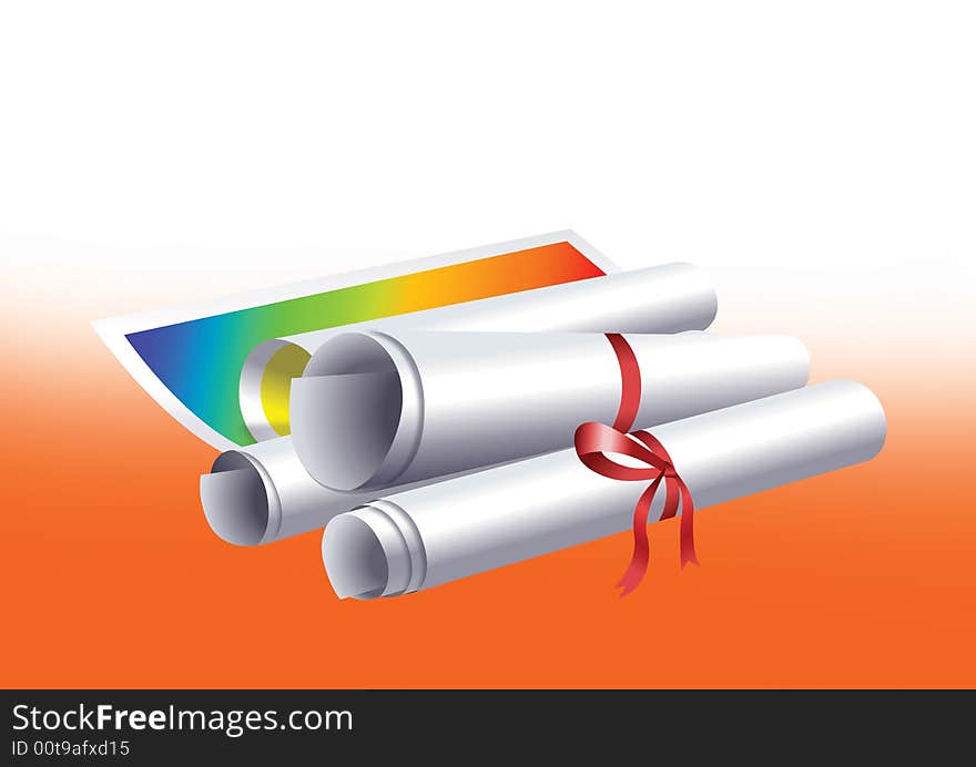 Illustrated paper roll in gradient background. Illustrated paper roll in gradient background