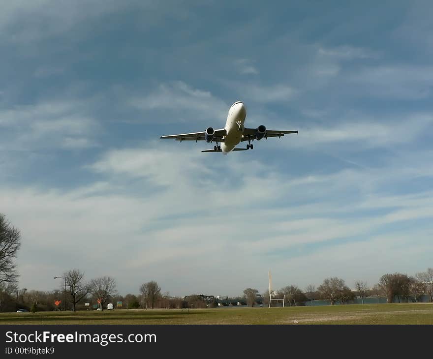 Jet plane in flight - landing 2