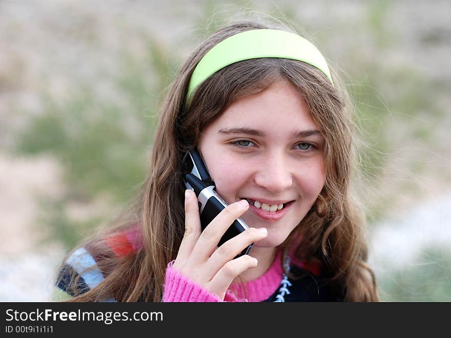 Young girl and cellphone