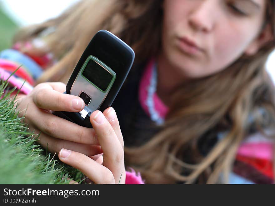 Young girl and cellphone