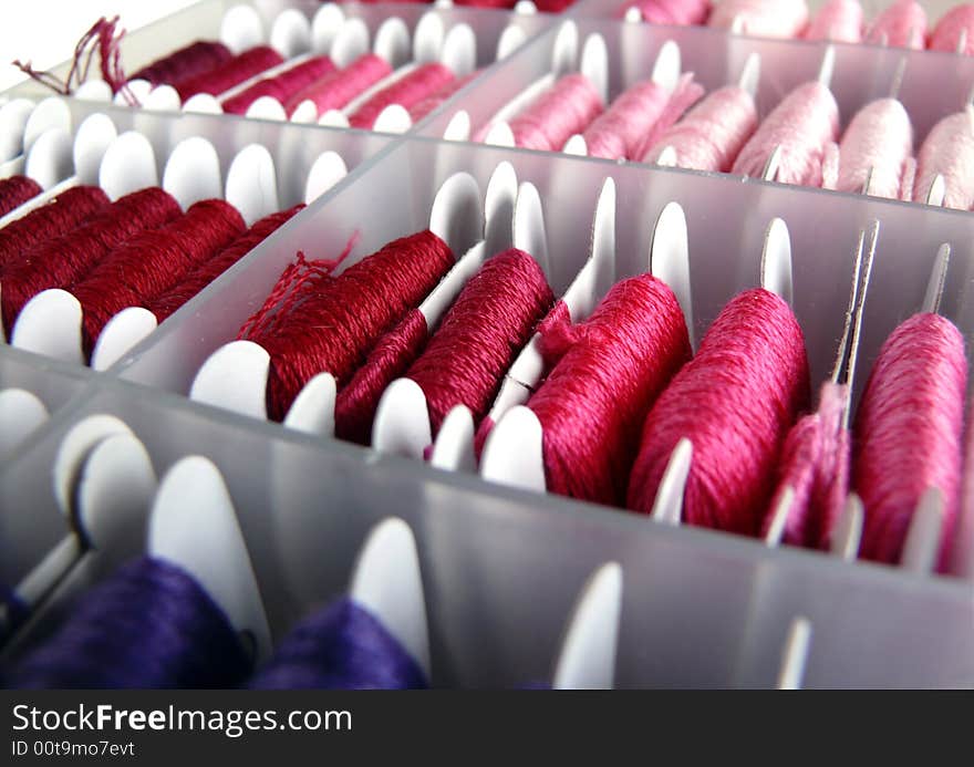 A colorful embroidery thread sorting box