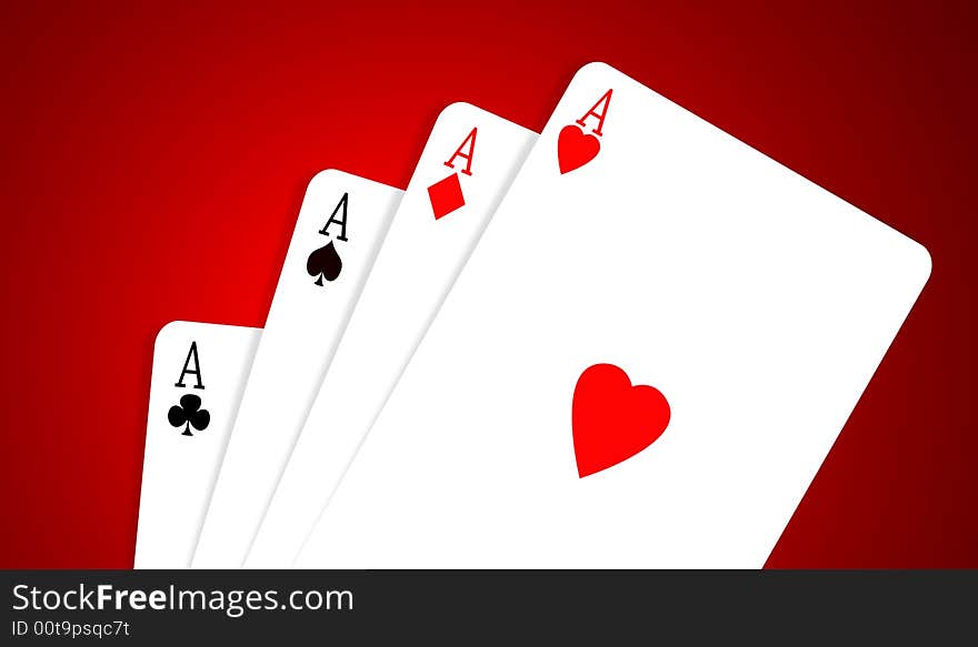 Four aces on color gradient background