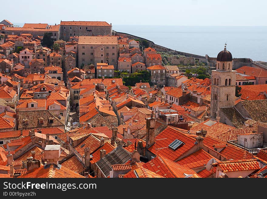 Dubrovnik, Croatia. Town center sight from city wall. Dubrovnik, Croatia. Town center sight from city wall.