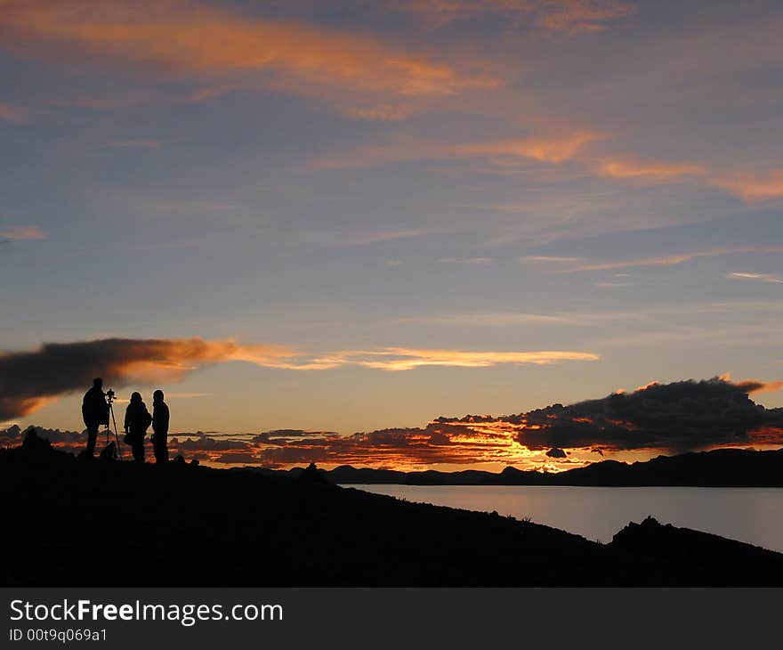 Sunset on Namsto lake, Tibet