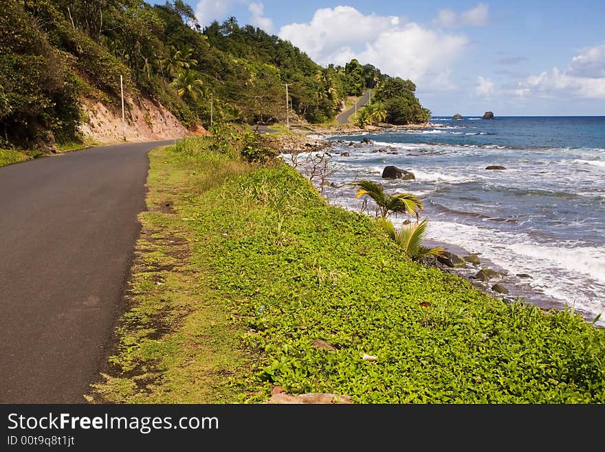 Seaside road on tropical island. Seaside road on tropical island