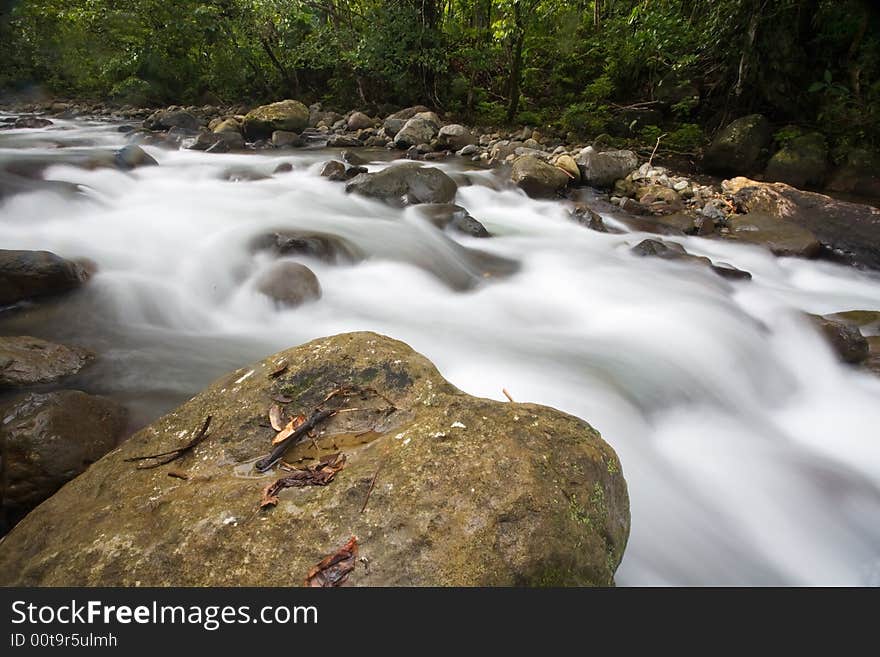 Rushing creek in the rainforest of tropical island. Rushing creek in the rainforest of tropical island