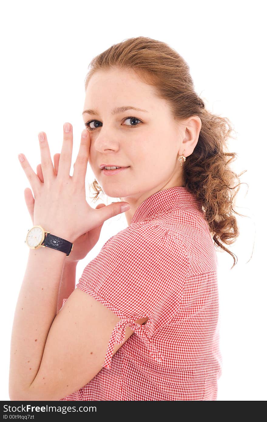 The young beautiful girl isolated on a white background