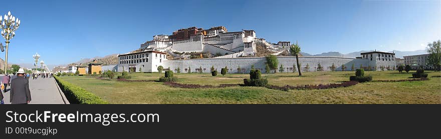 Panorama of Potala palace in Lhasa, Tibet