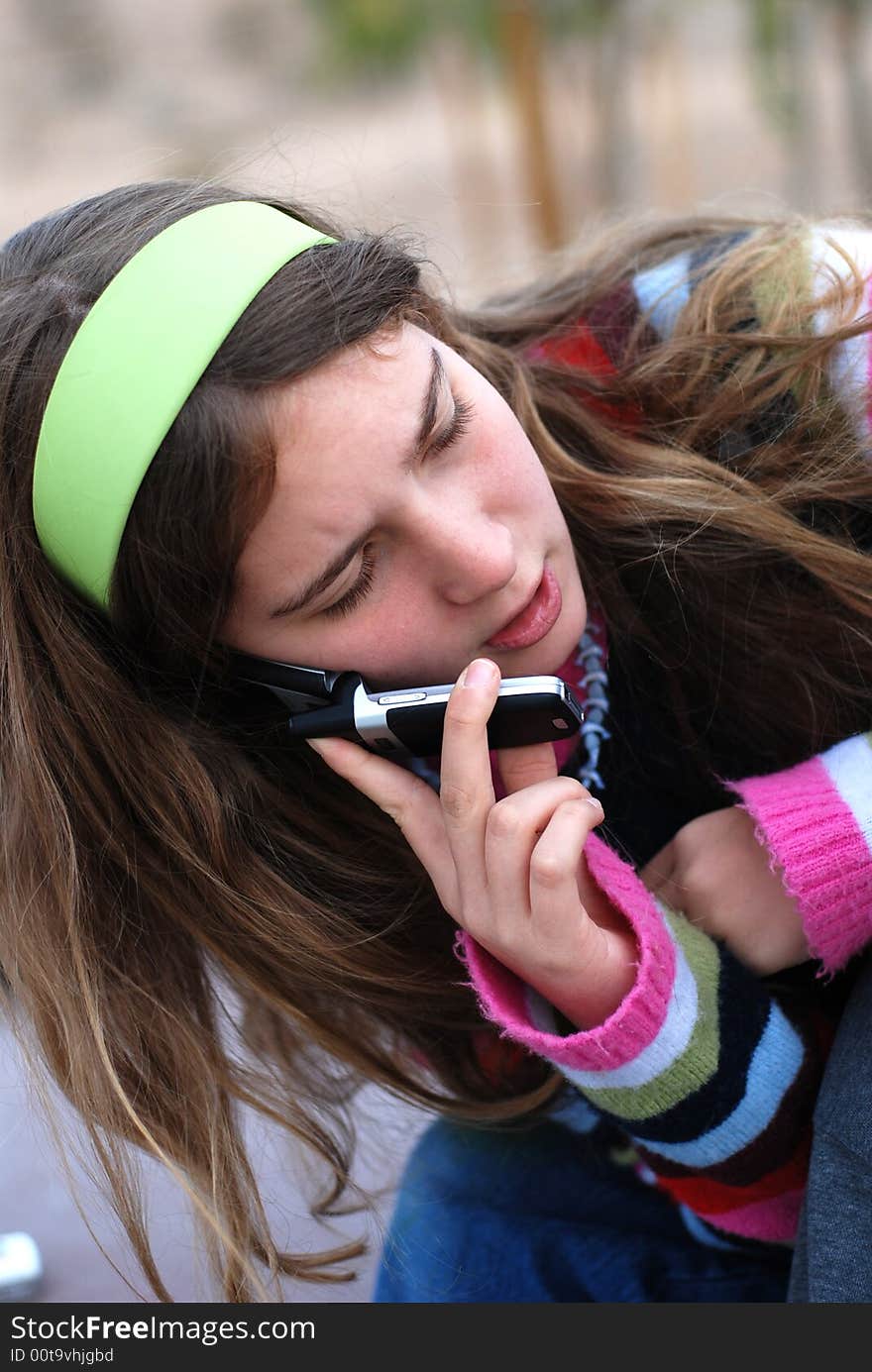 Young girl and cellphone