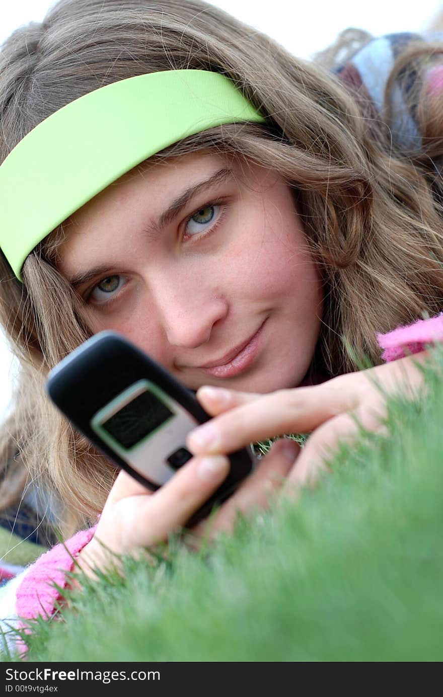 Young girl and cellphone