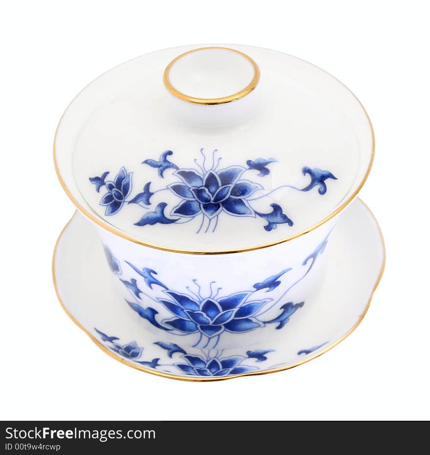 China cup in Chinese traditional style isolated on white background(with clipping path)