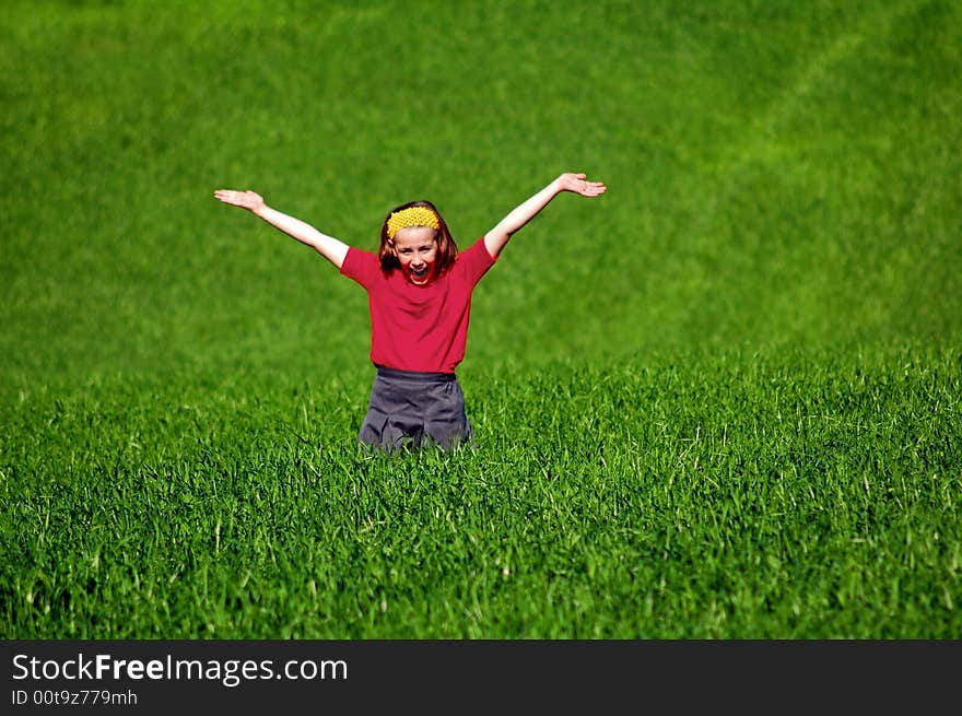 Young Girl In Green Field