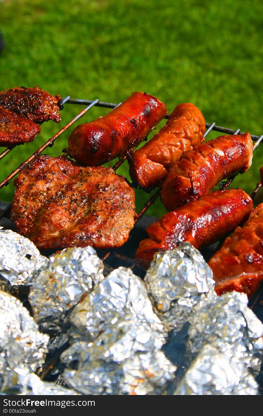 Sausages on a barbecue