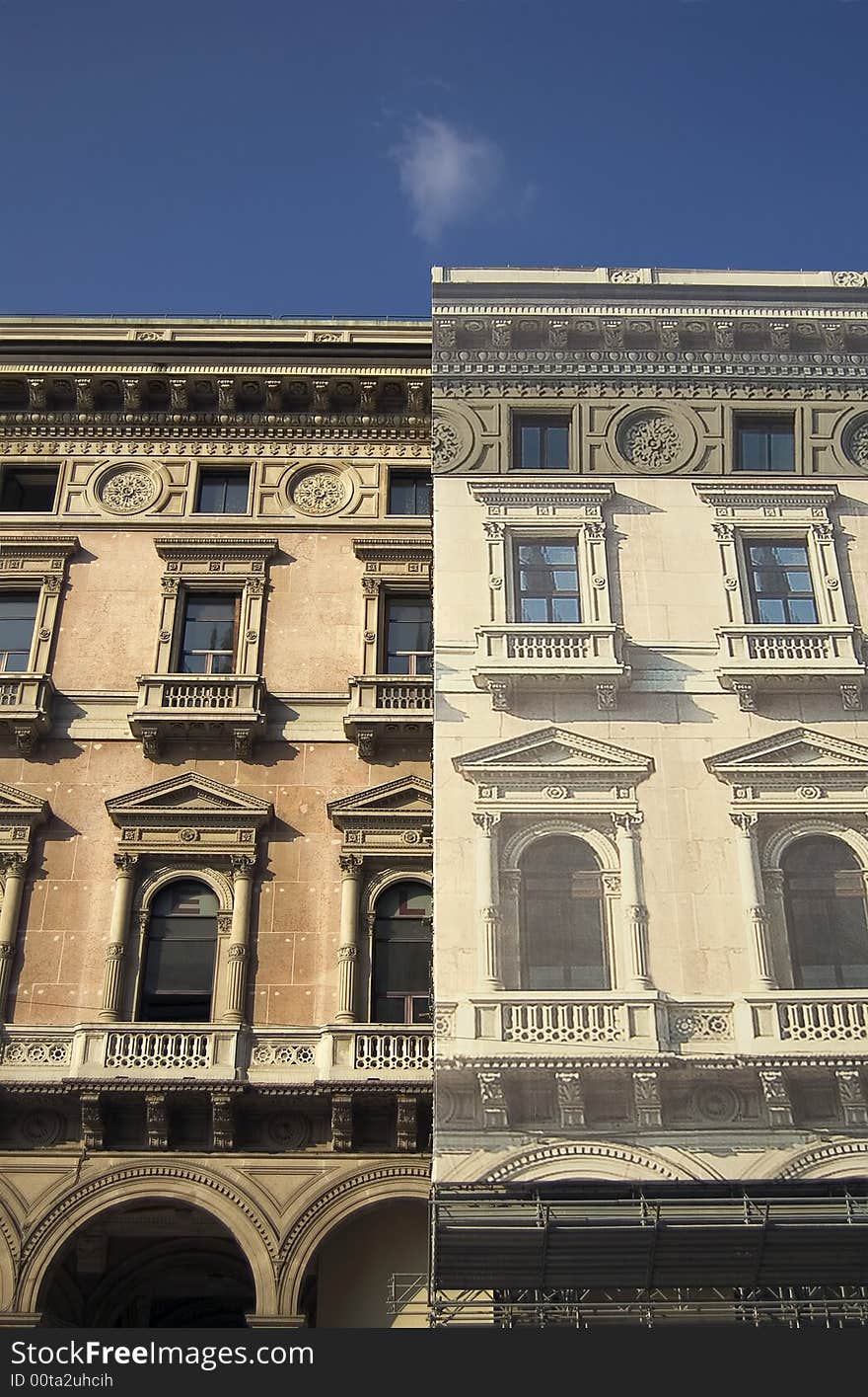 Ancient palace in Milan during restoration works