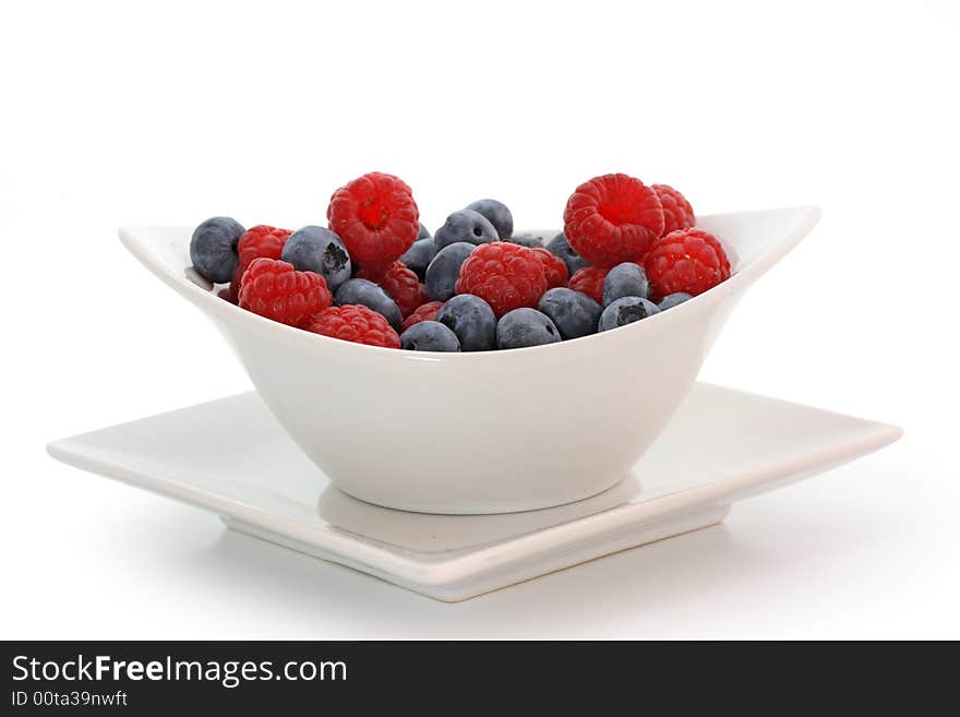 Raspberries and blueberries