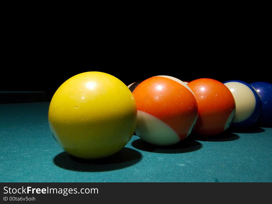 Billiard Balls On The Green Table Isolated