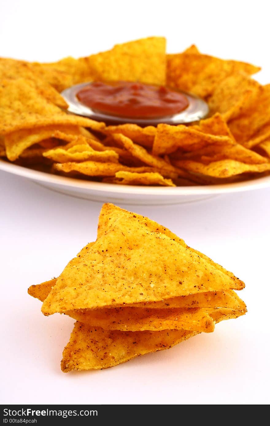 Nachos salsa dip in a bowl