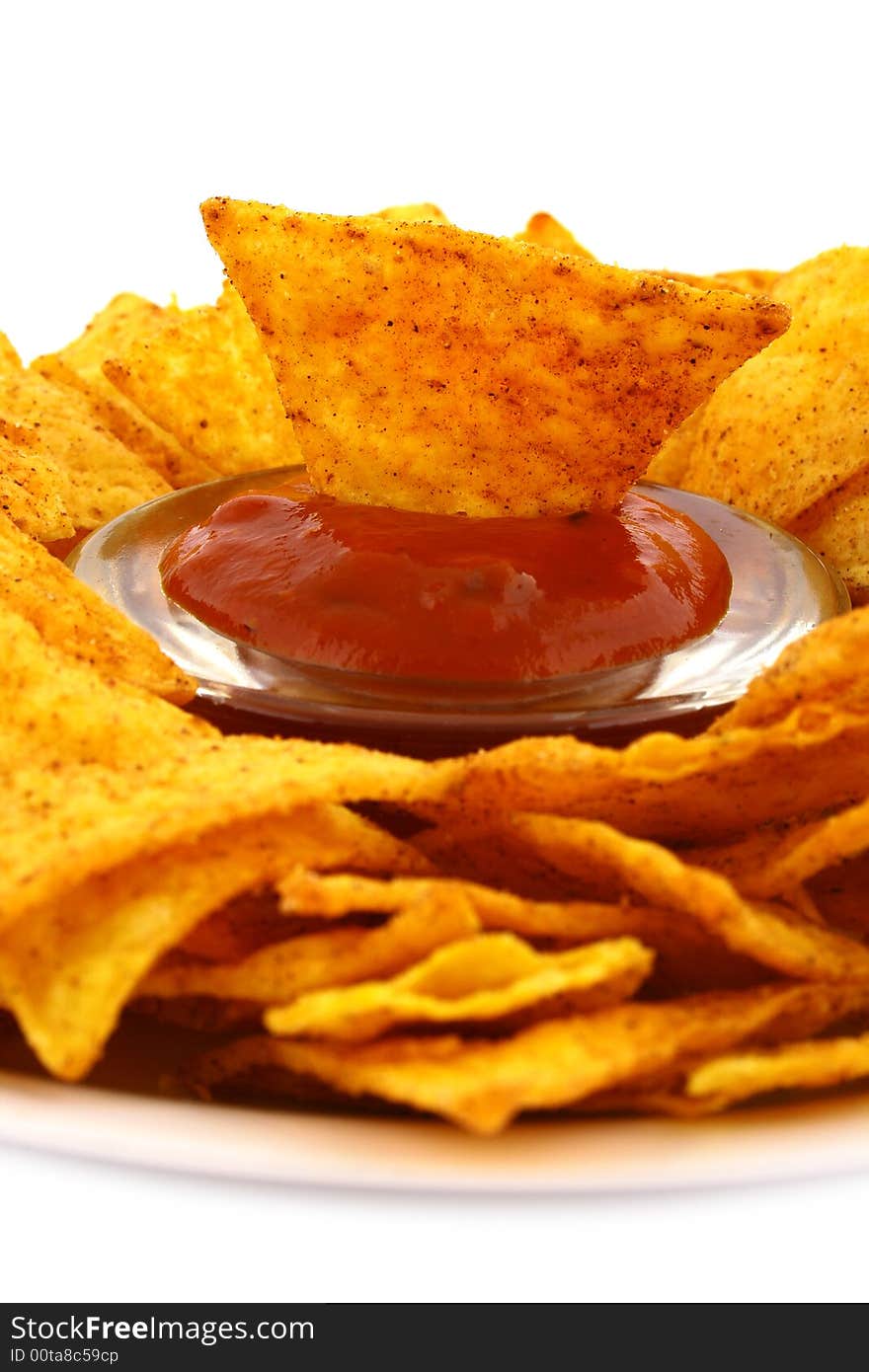 Nachos salsa dip in a bowl