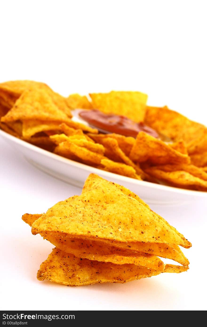 Nachos salsa dip in a bowl