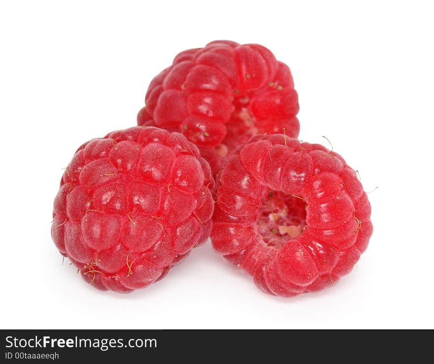 Raspberries isolated on white background