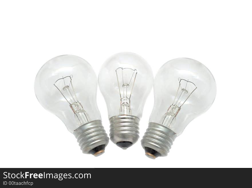 Three light bulbs isolated over white background