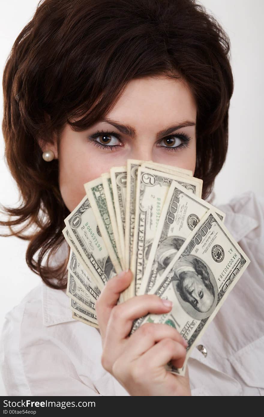 An image of a girl with dollars