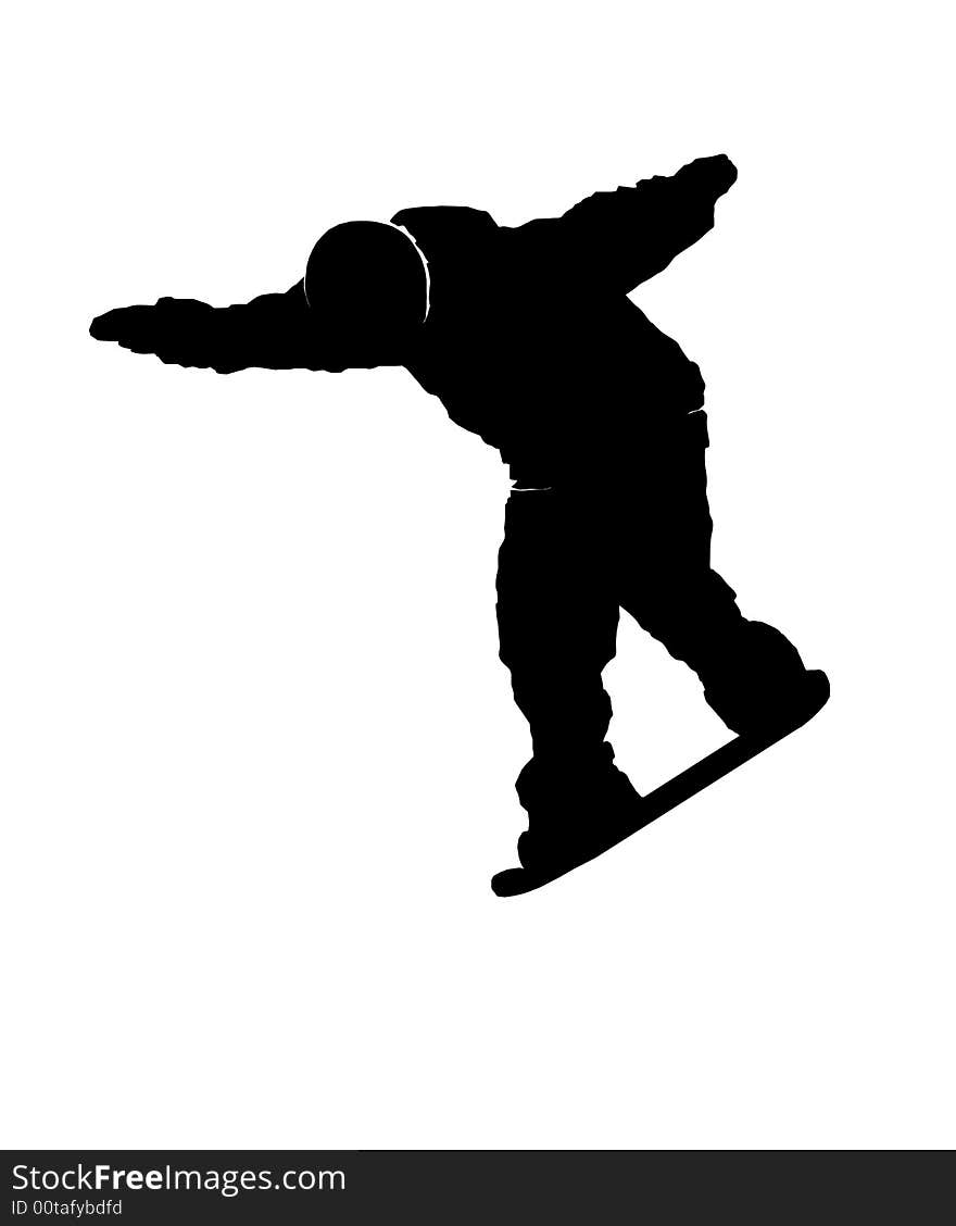 Snowskater flying on a background of a white