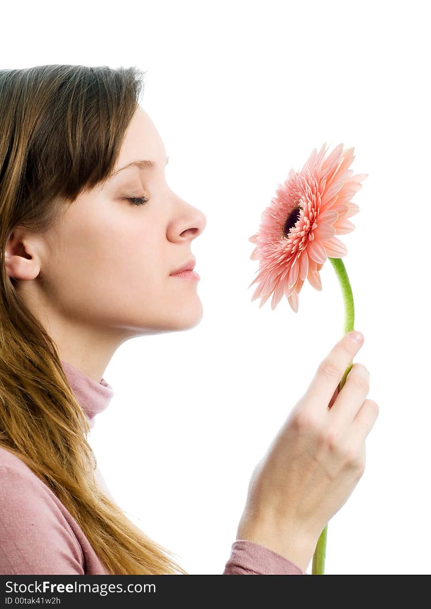 Girl Smelling Flower