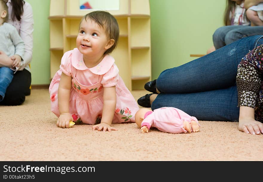 Cute girl playing and smiling at the party