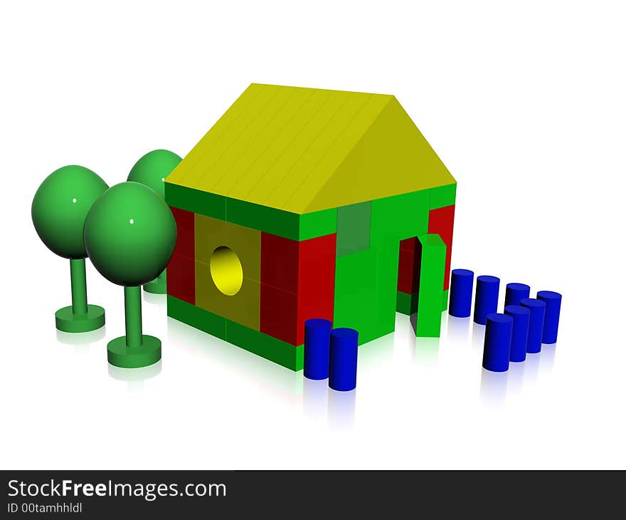 Isolated toy house maked by blocks