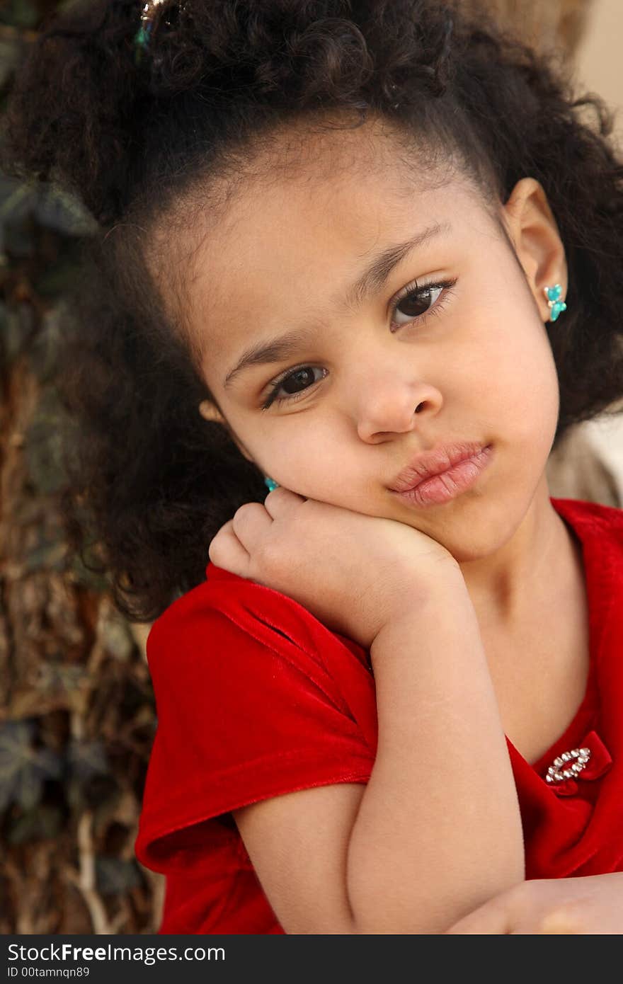 Young beautiful multiracial girl with afro hairstyle. Young beautiful multiracial girl with afro hairstyle