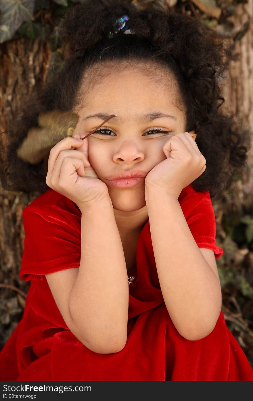 Young beautiful multiracial girl with afro hairstyle. Young beautiful multiracial girl with afro hairstyle