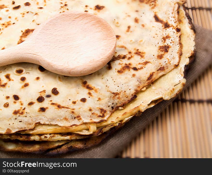 Delicious pancakes in a kitchen