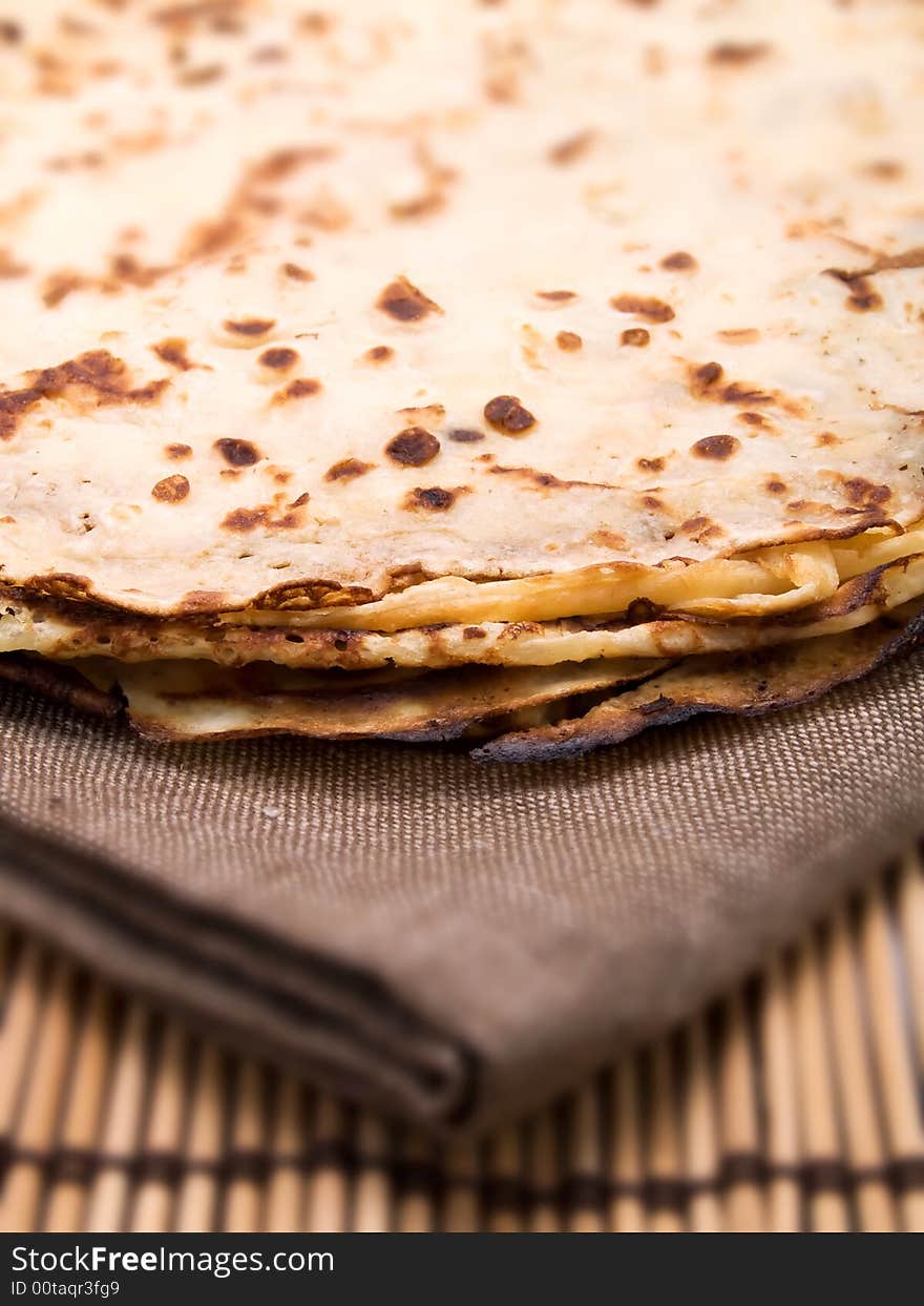 Delicious pancakes in a kitchen