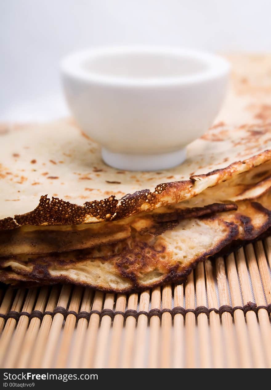 Delicious pancakes in a kitchen