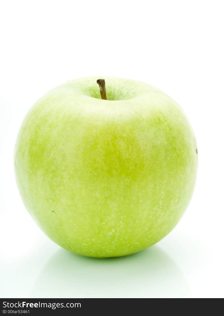 Green apple on a white background