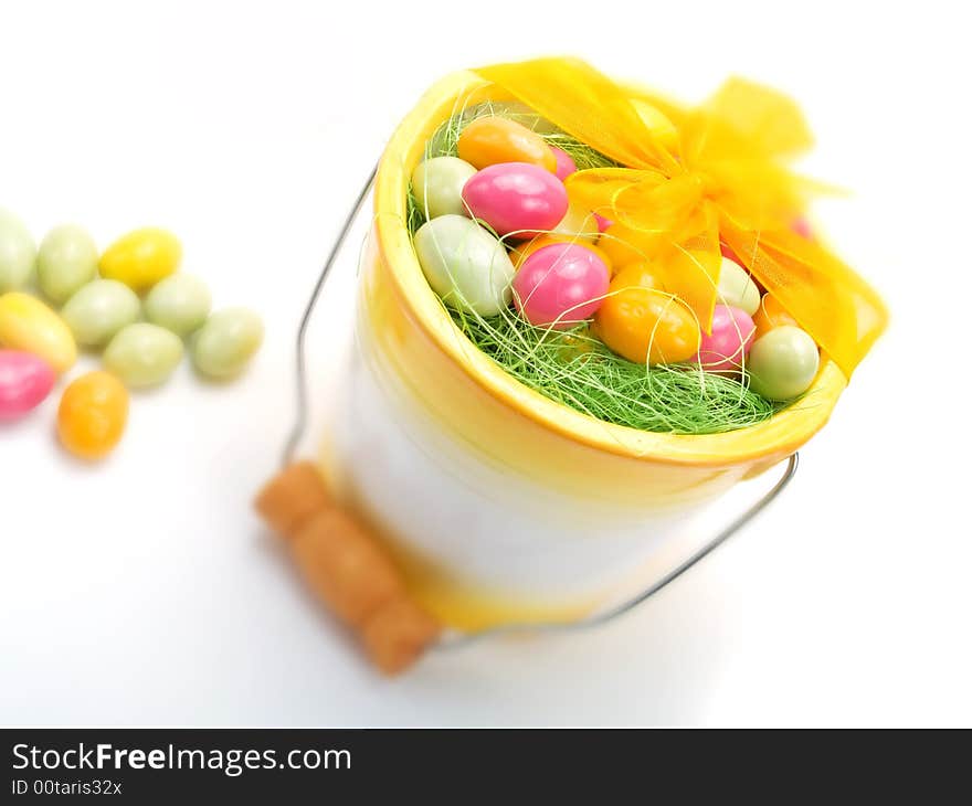 Colorful easter eggs on a white background