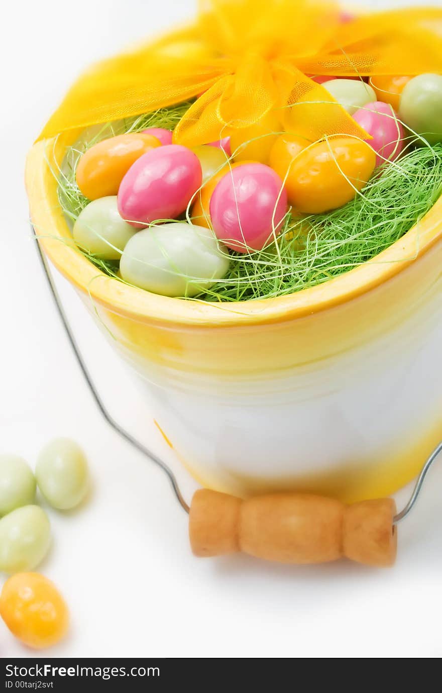 Colorful easter eggs on a white background