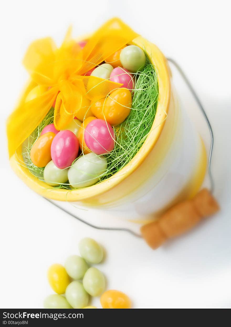 Colorful easter eggs on a white background