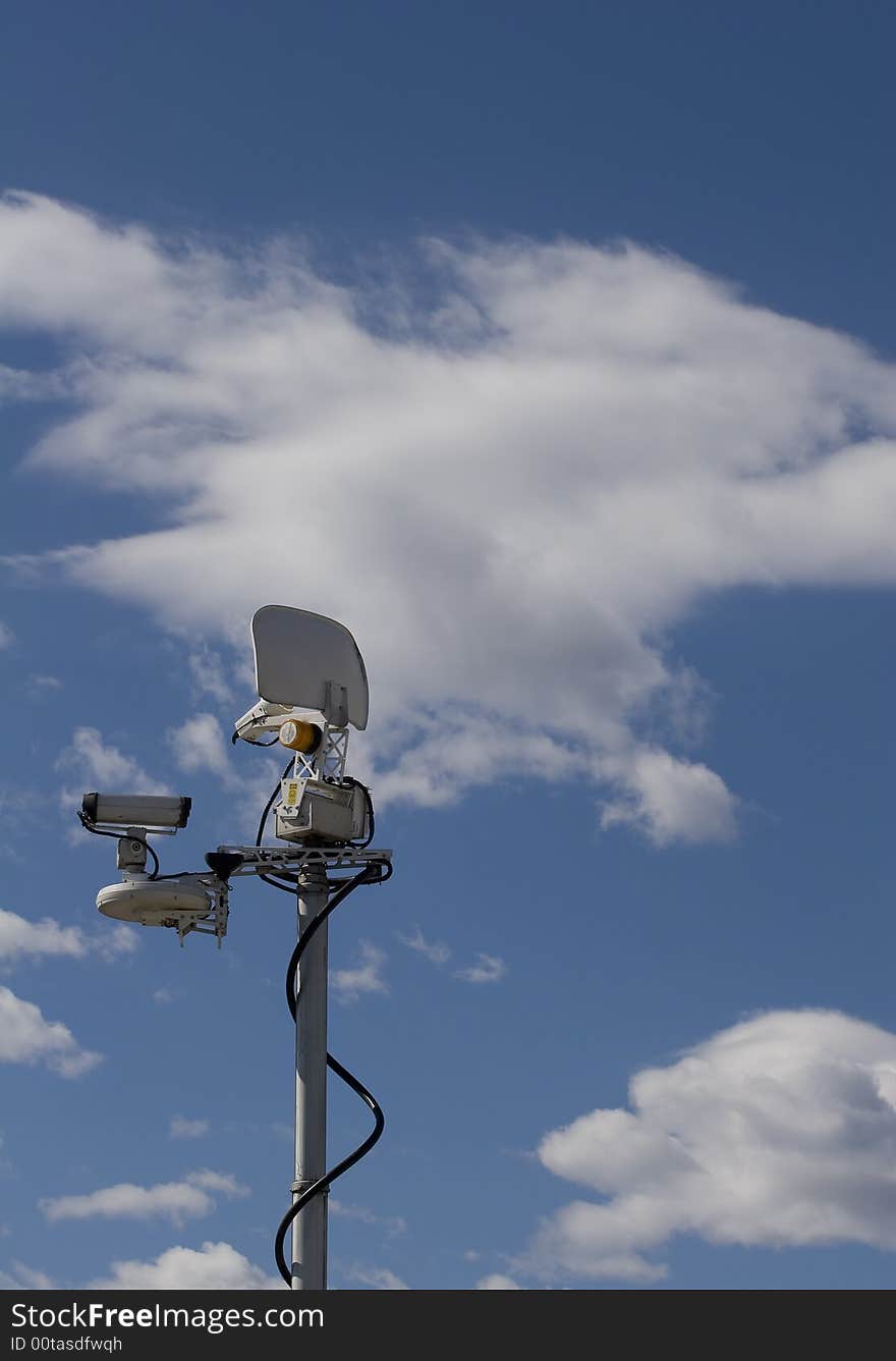 Transmission antenna on a remote broadcast television truck. Transmission antenna on a remote broadcast television truck