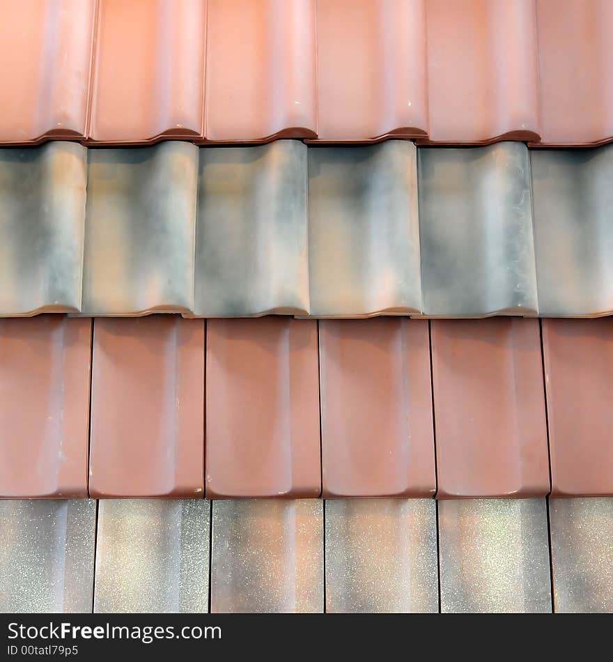 A view with different type of tiles on the roof. A view with different type of tiles on the roof