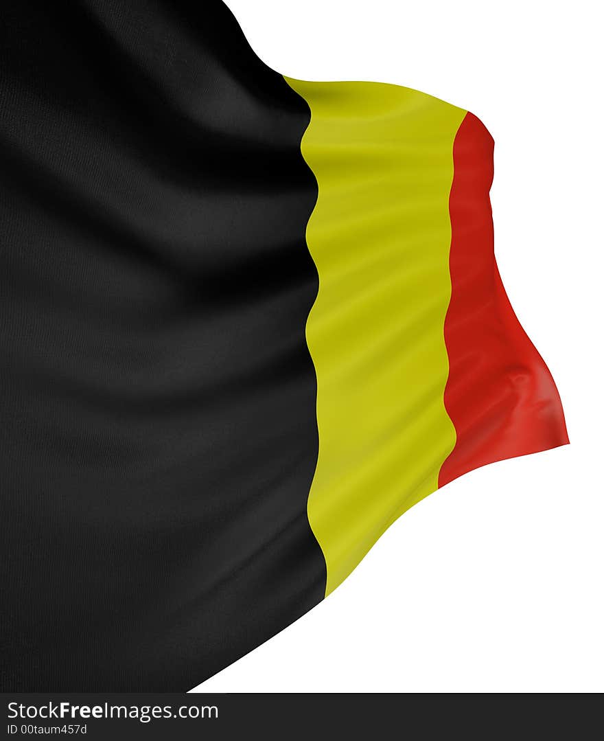 3D Belgian flag with fabric surface texture. White background.