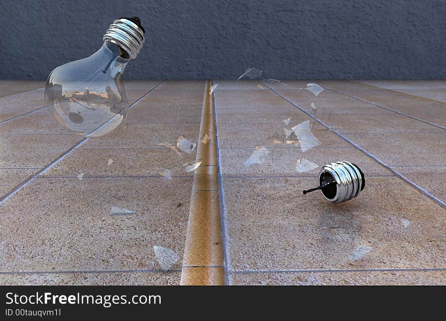 Scene falling lamps executed in 3D