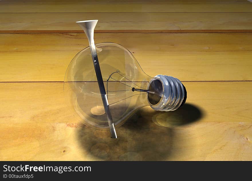 Scene nail in lamp executed in 3D