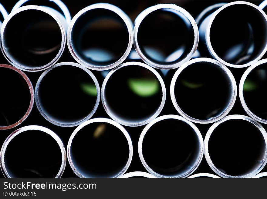 Metallic pipes on a construction site