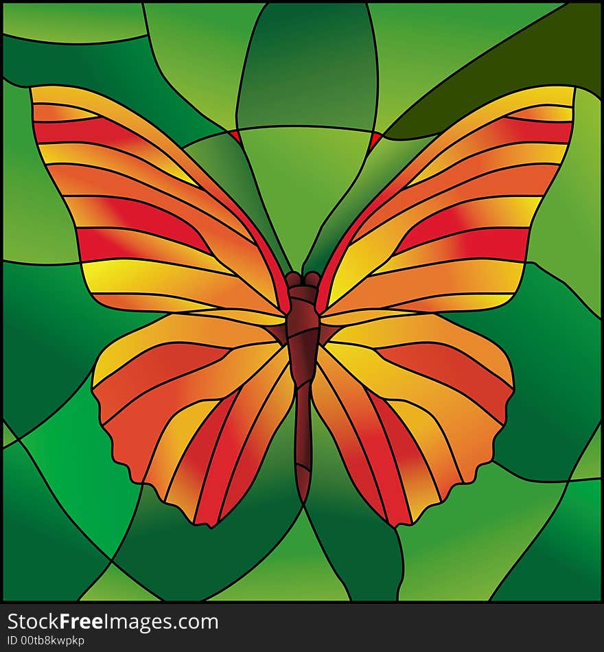 Butterfly compiled of stained glass. Butterfly compiled of stained glass