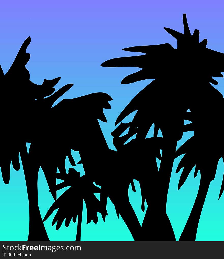 Palm Trees on Sea Background